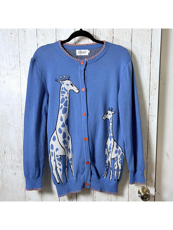Oxknit Sweaters - Oxknit Graphic Giraffe Cardigan, L